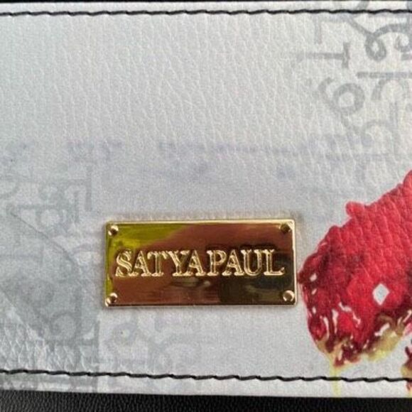 SATYA PAUL Snap Wallet Black Colorful Abstract Rectangular Gold Details - Picture 3 of 7